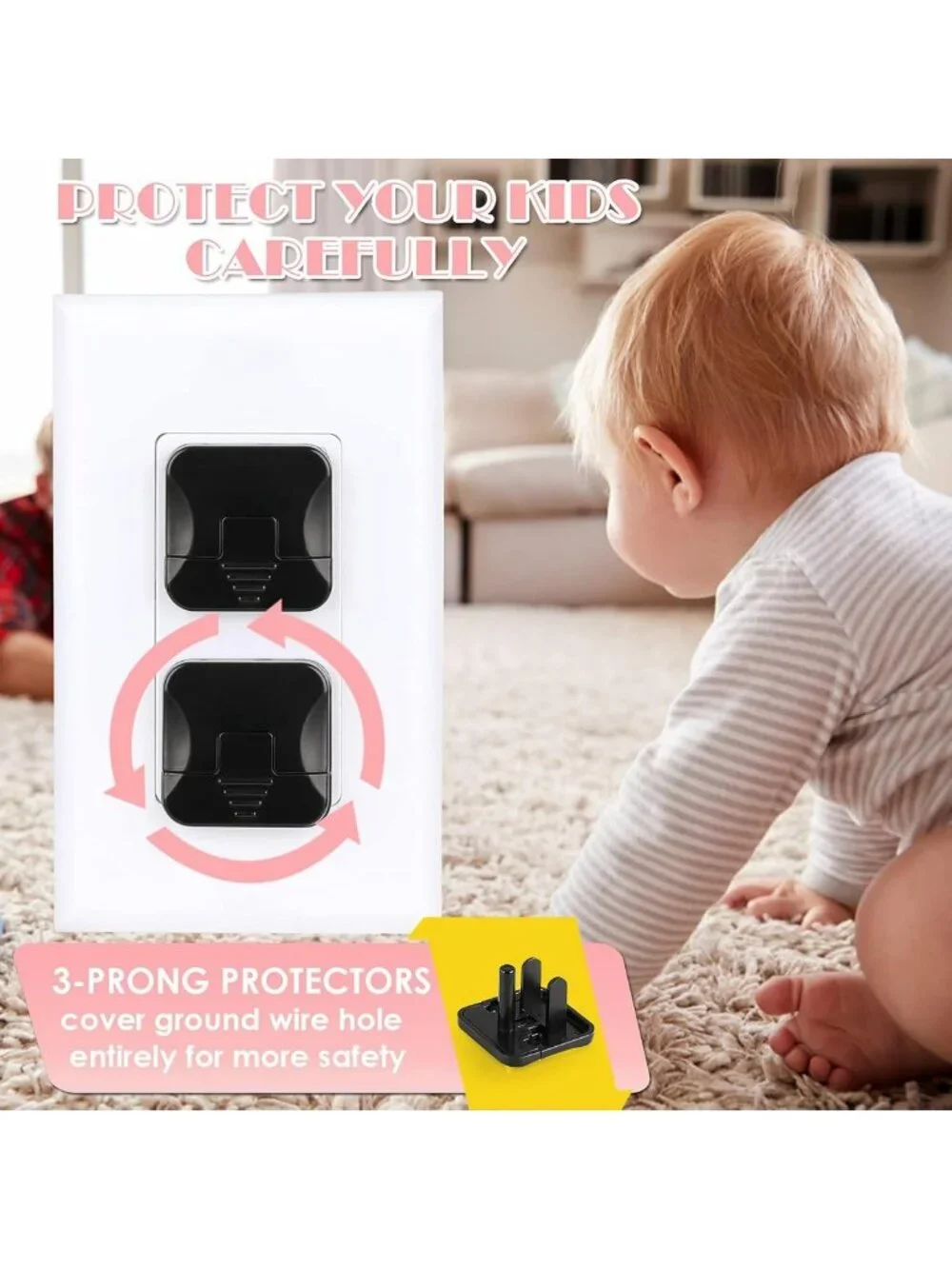38-Pack Black Child Proof Outlet Covers - Safety Plug Protectors for Baby Safety